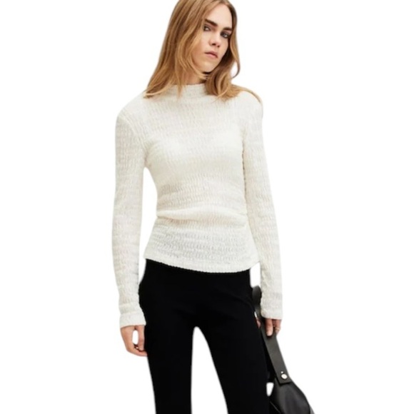 ALL SAINTS Connie Francesco Long Sleeve Top Chalk White Size XS - Picture 10 of 10